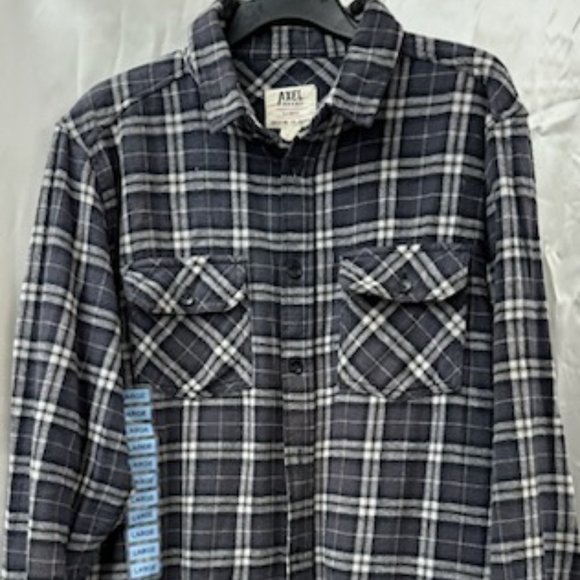Axel Plaid Flannel Front Button Long Sleeve Shirt -NWOT-Large-missing 2 buttons - Picture 1 of 5